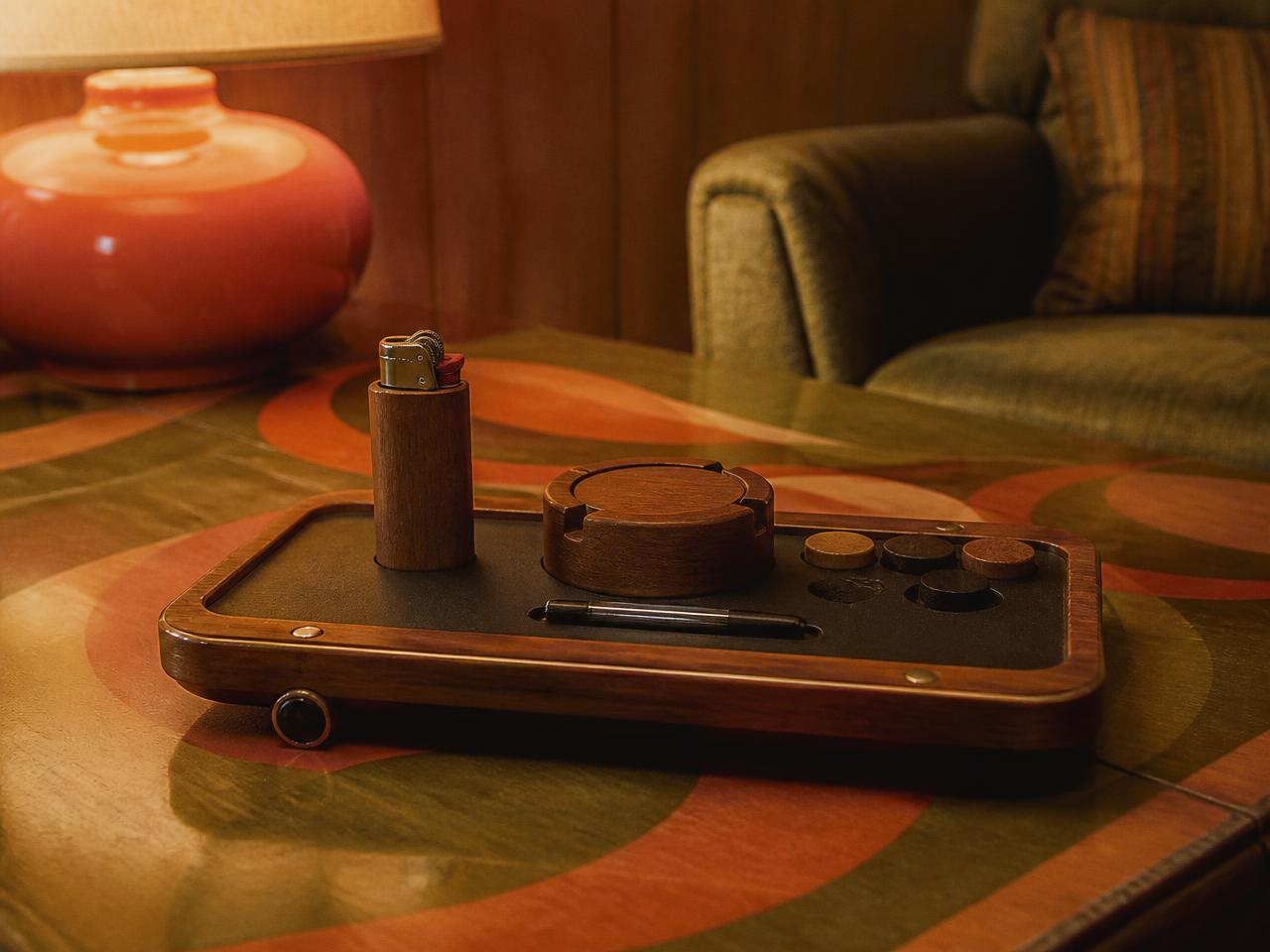 Concept render of the Mag Deck™ tray holding SeshLabz magnetic accessories
